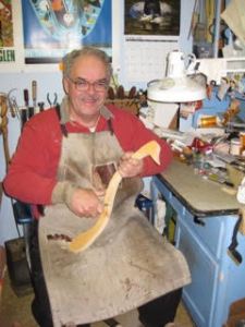 Phil Morgan working on a back scratcher